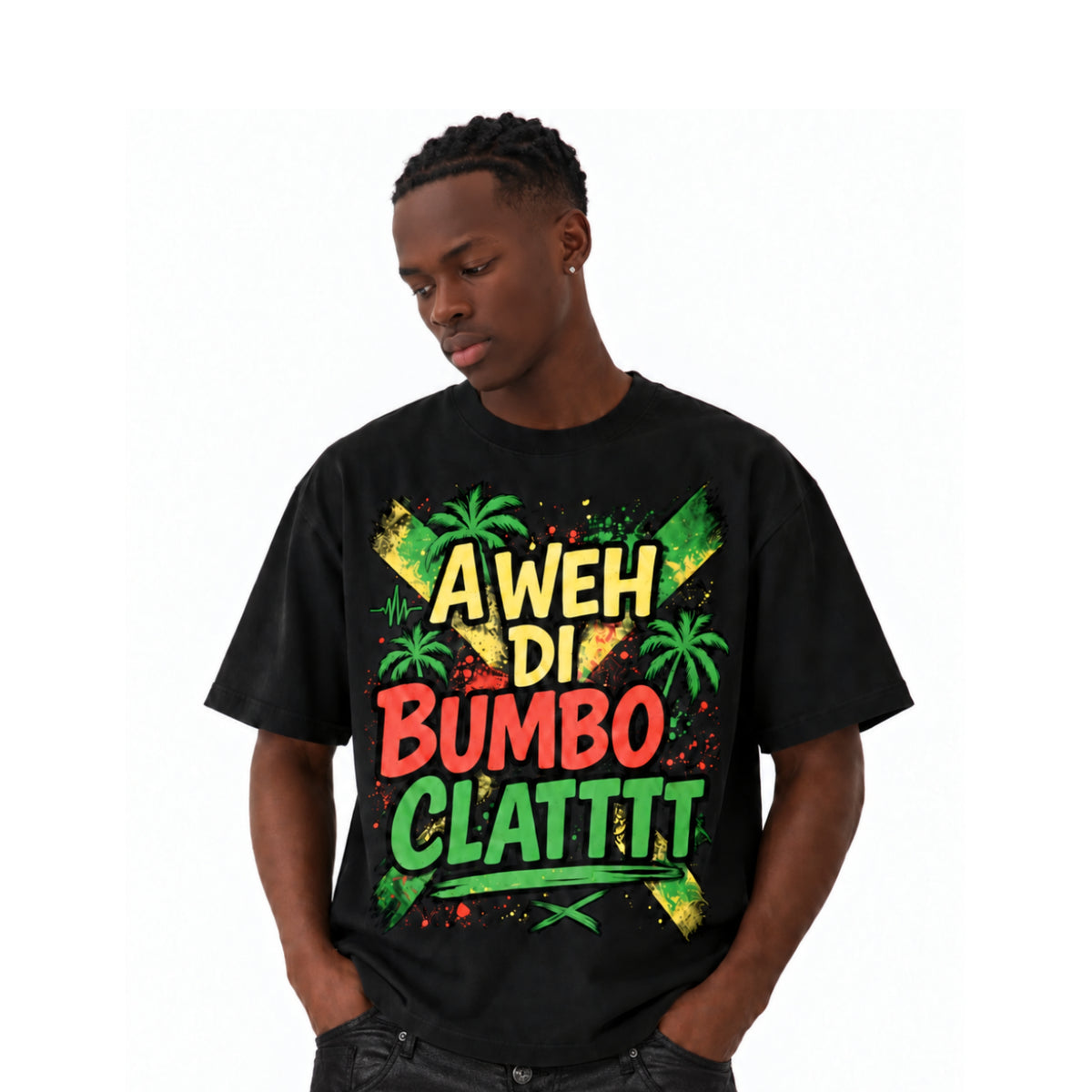 A Weh Di Bumbo Clat Boxy Oversized Tee