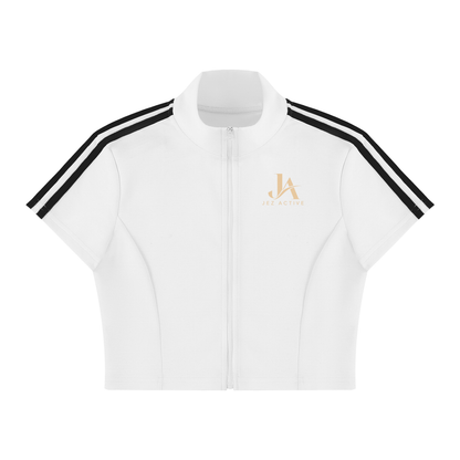 Women's Cropped Full Zip Short Sleeve T-Shirt