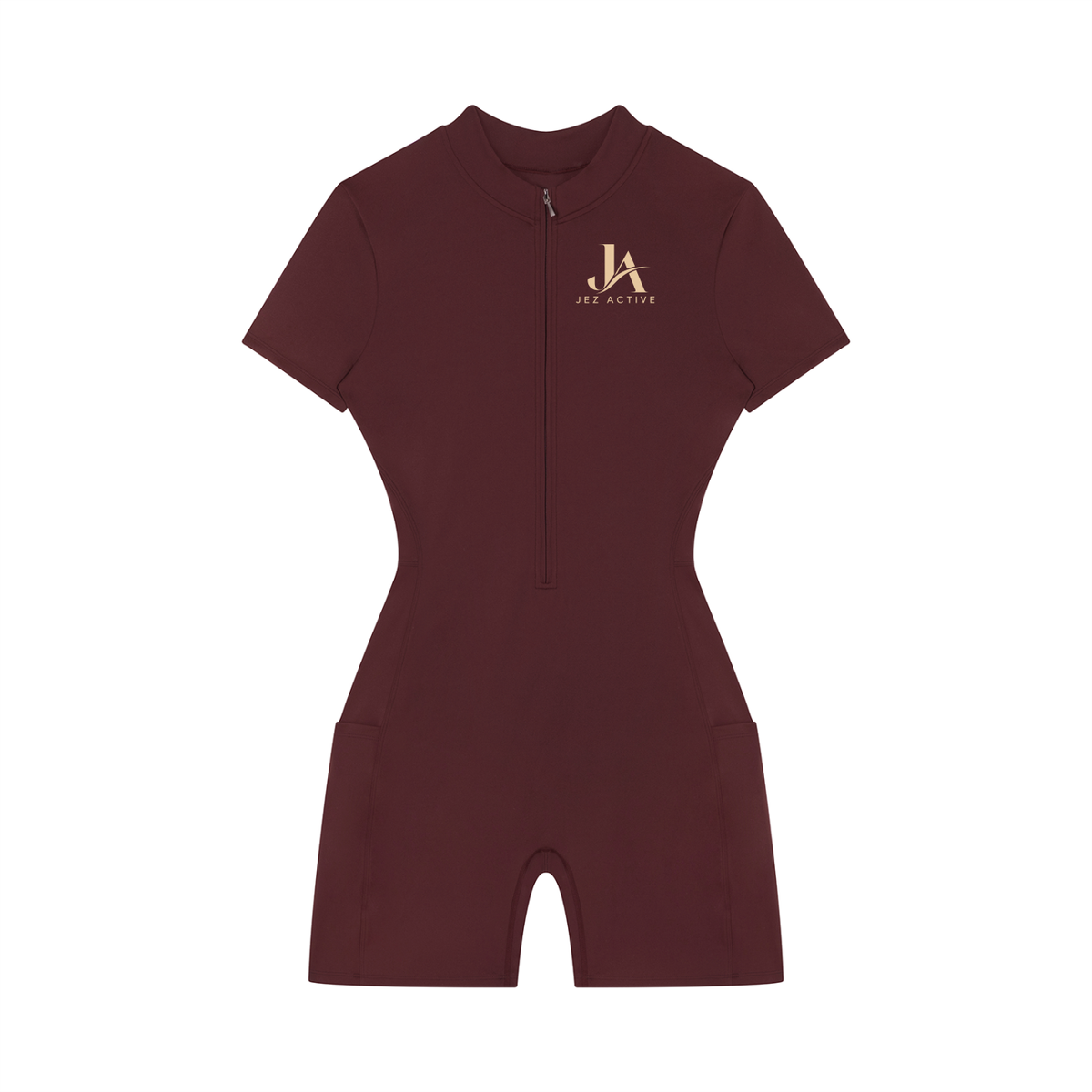 Women's Quarter-Zip Short Sleeve Romper