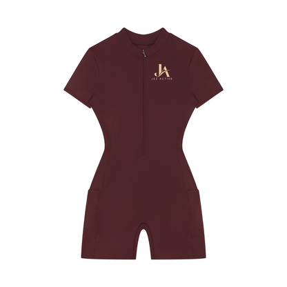 Women's Quarter-Zip Short Sleeve Romper