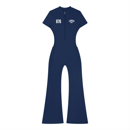 Women’s Tight Flared Leg Quarter-Zip Jumpsuit