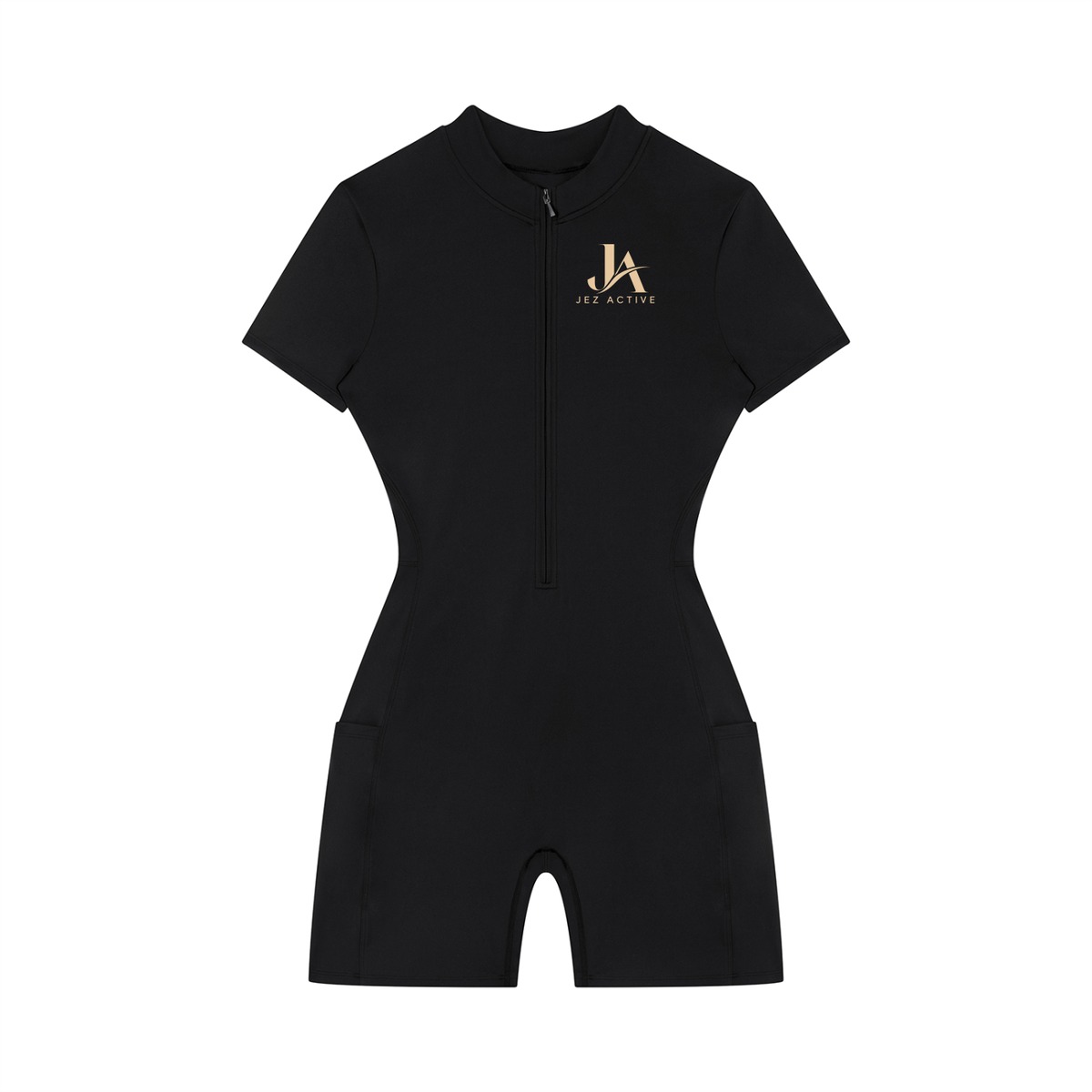 Women's Quarter-Zip Short Sleeve Romper