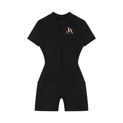 Women's Quarter-Zip Short Sleeve Romper