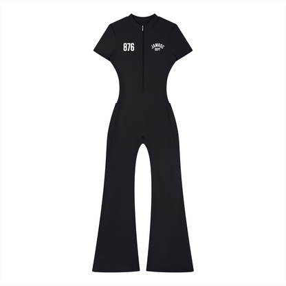 Women’s Tight Flared Leg Quarter-Zip Jumpsuit