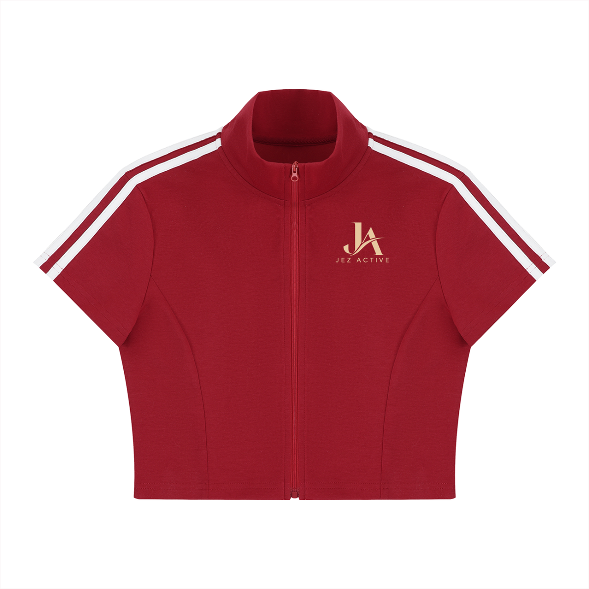 Women's Cropped Full Zip Short Sleeve T-Shirt