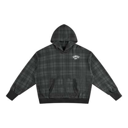 Unisex Plaid Color Block Hoodie