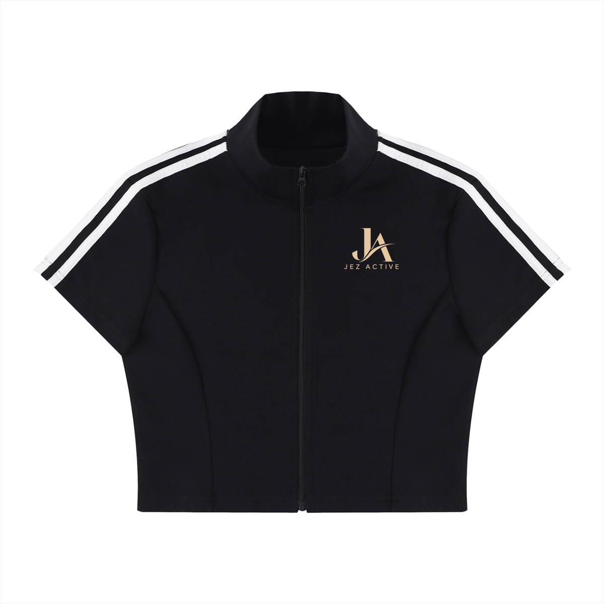 Women's Cropped Full Zip Short Sleeve T-Shirt