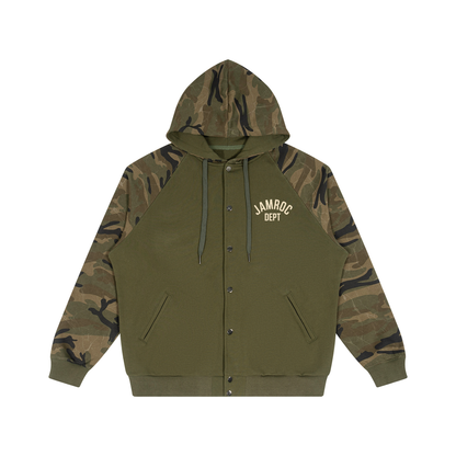 Unisex Camo-Splice Raglan Zip Hoodie