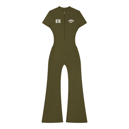 Women’s Tight Flared Leg Quarter-Zip Jumpsuit