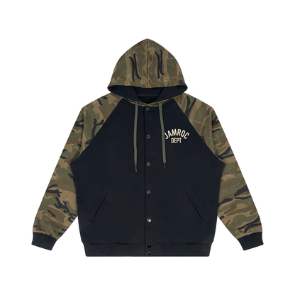 Unisex Camo-Splice Raglan Zip Hoodie