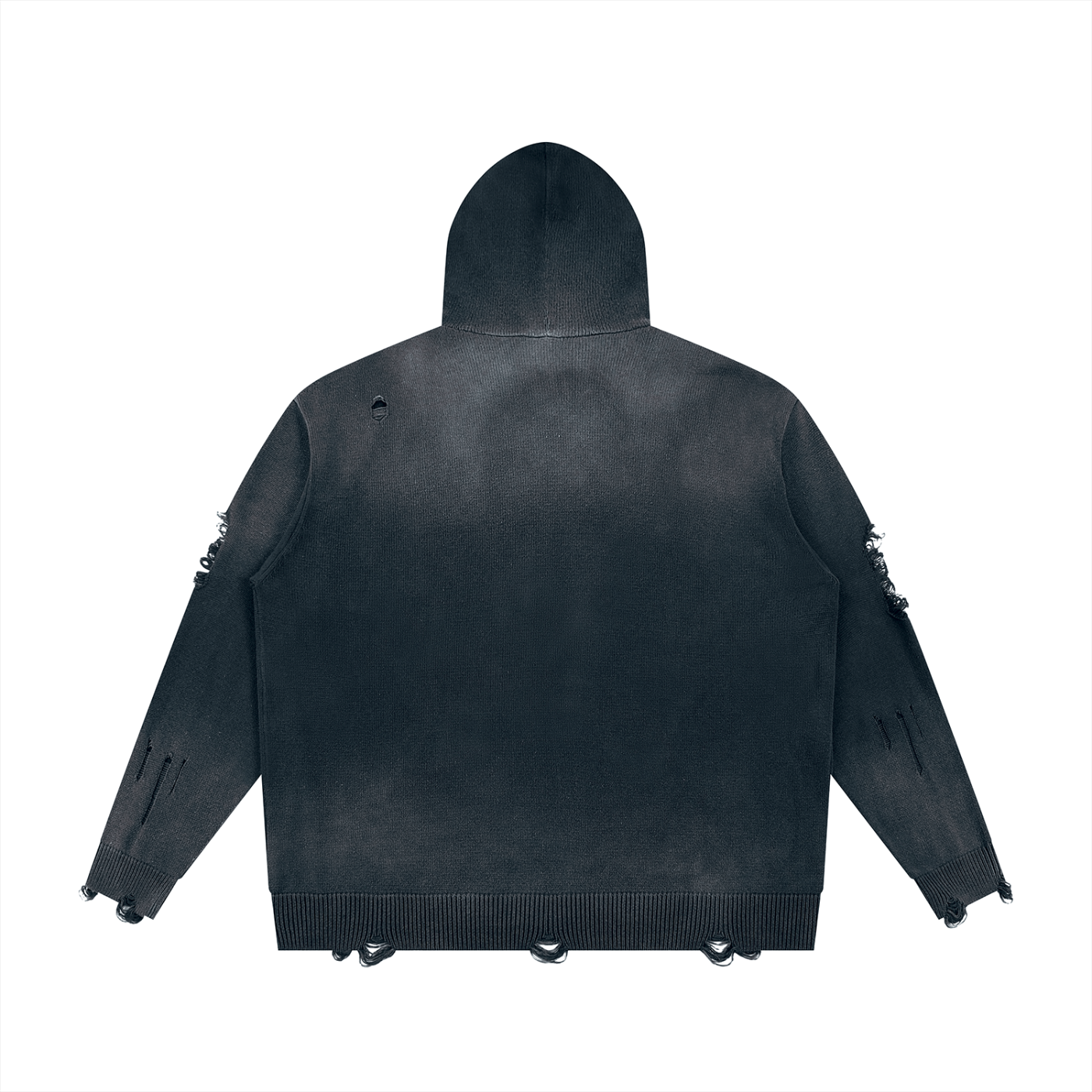 Unisex Distressed Full Zip Sweater