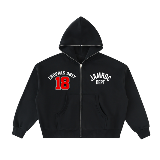 Jamroc Dept. Fleeced Full-Zip Boxy Hoodie
