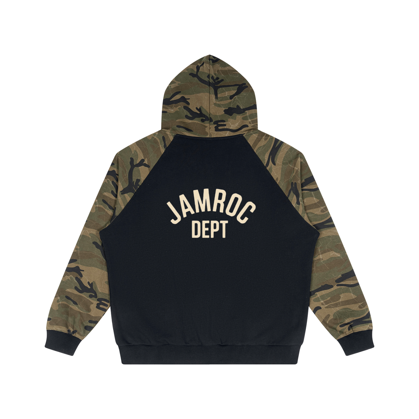 Unisex Camo-Splice Raglan Zip Hoodie