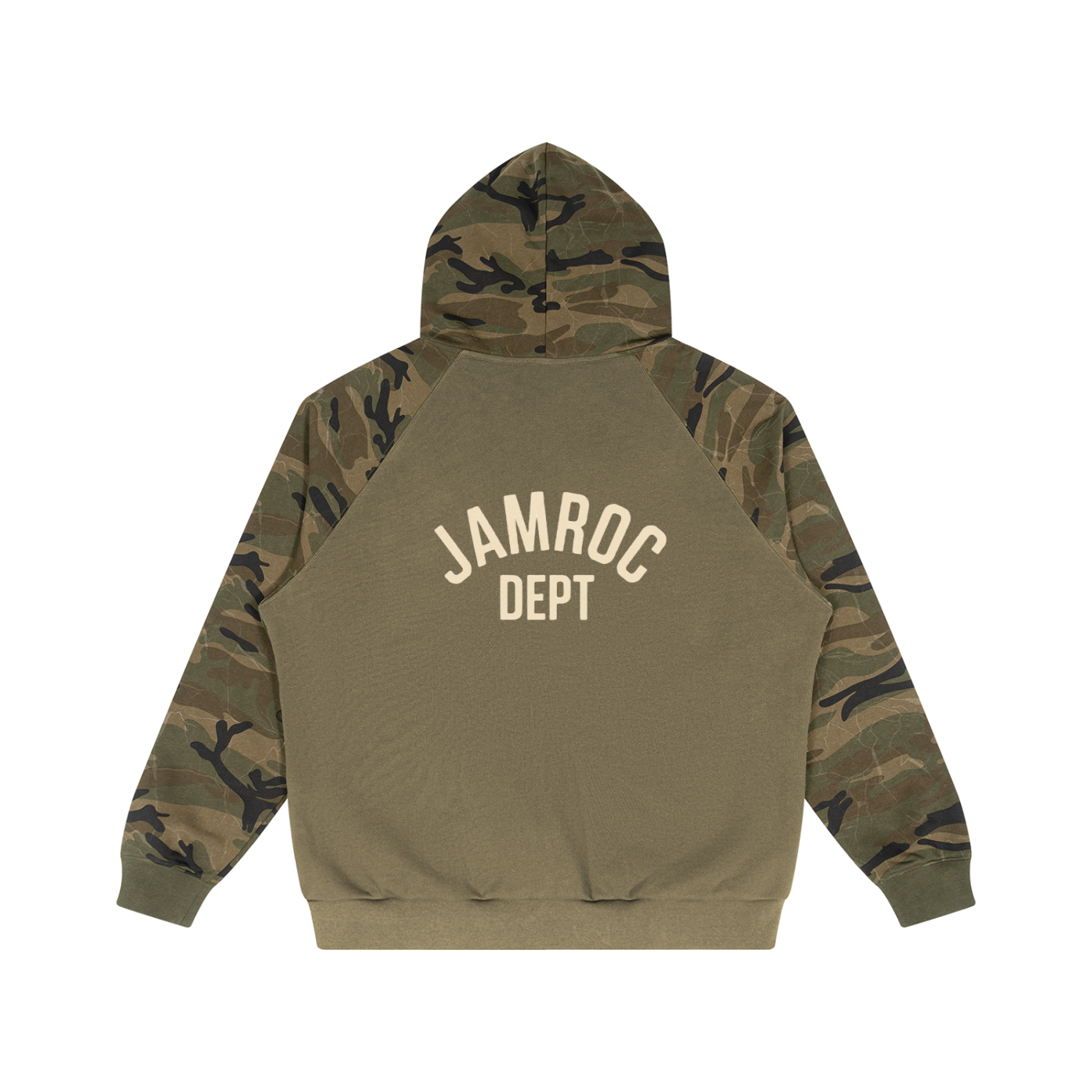 Unisex Camo-Splice Raglan Zip Hoodie