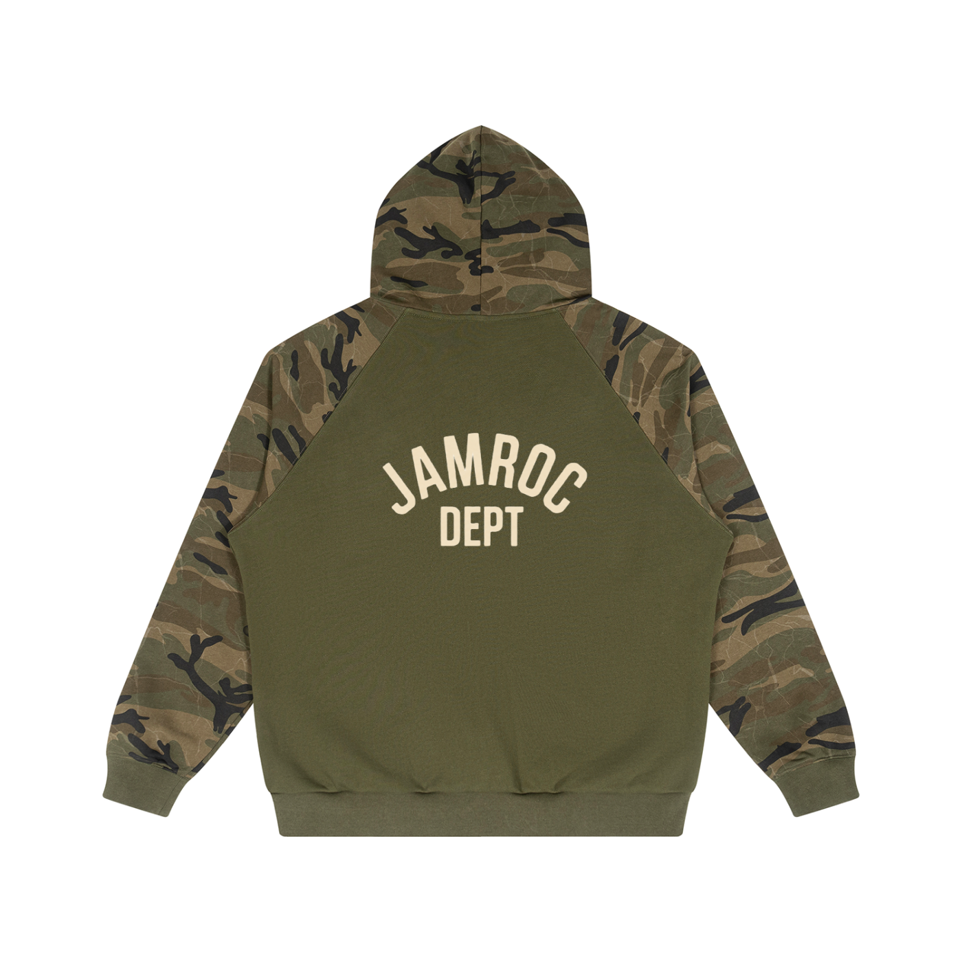 Unisex Camo-Splice Raglan Zip Hoodie