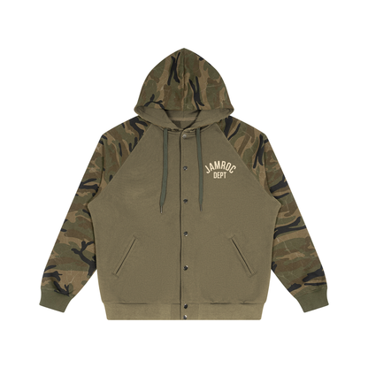 Unisex Camo-Splice Raglan Zip Hoodie