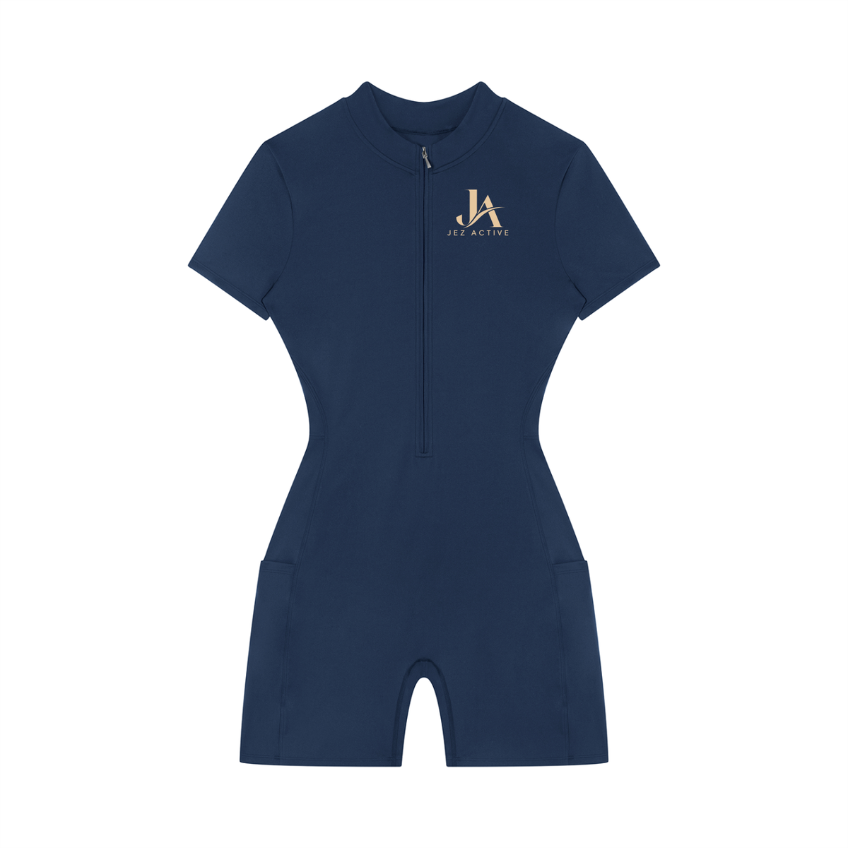 Women's Quarter-Zip Short Sleeve Romper