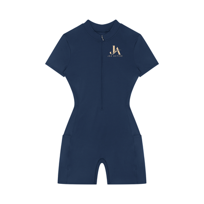 Women's Quarter-Zip Short Sleeve Romper